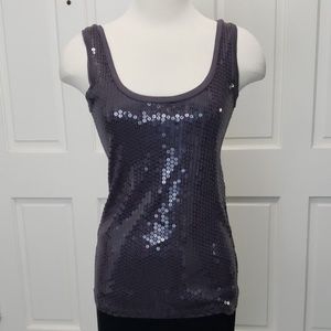 VELVET Sequined Tank Charcoal Gray